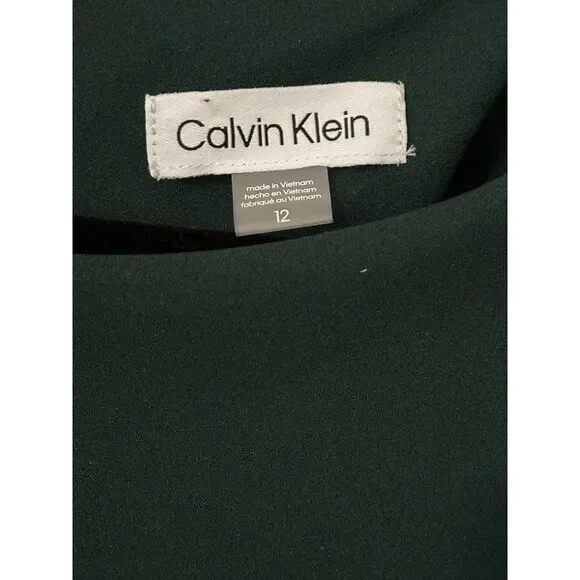 Calvin Klein 3/4 Bell Sleeve Boat Neck Sheath Dress, Green, Size 12 NWT - Picture 7 of 8